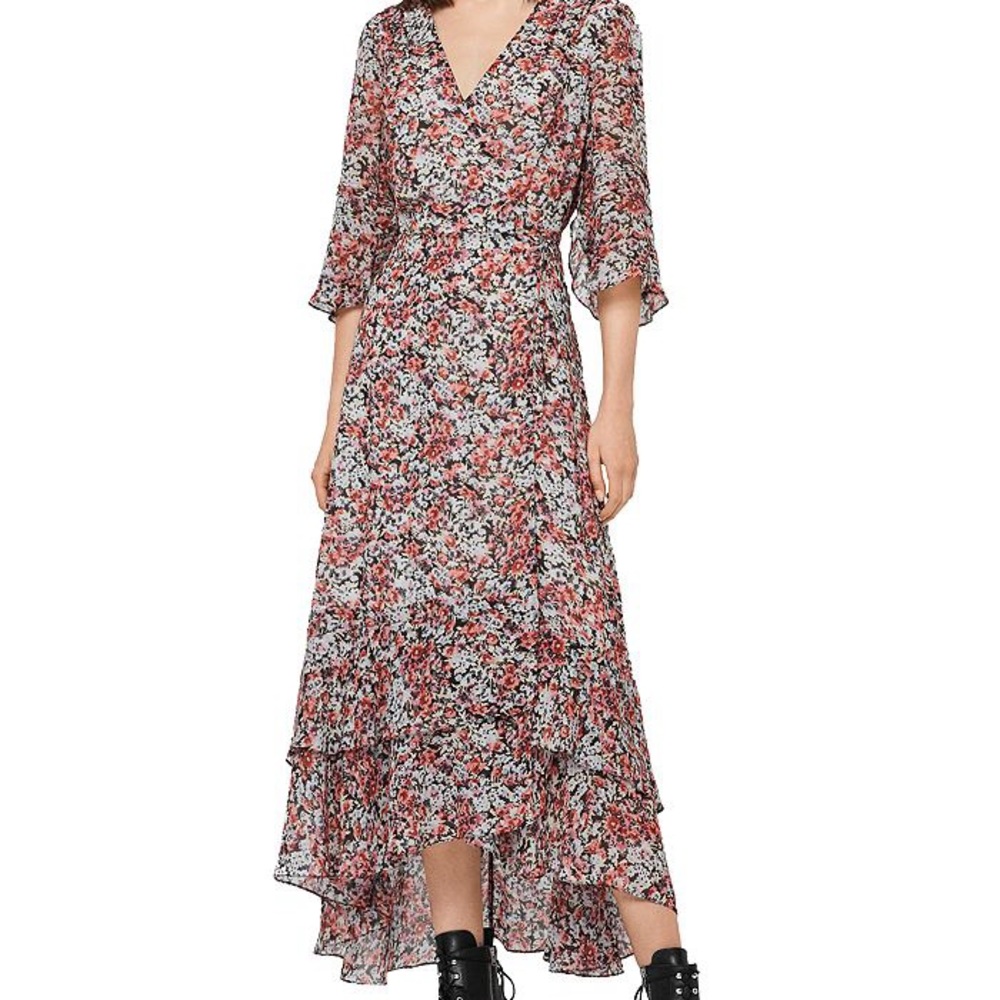 Allsaints Delana Wilde Floral Wrap Dress